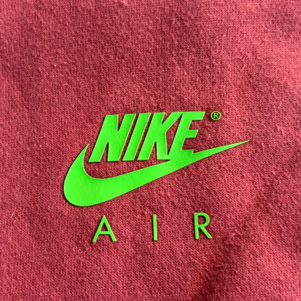 Nike Air Sweatshirt Mens Large Burgundy Neon Green Get Over Your Fear Of Heights